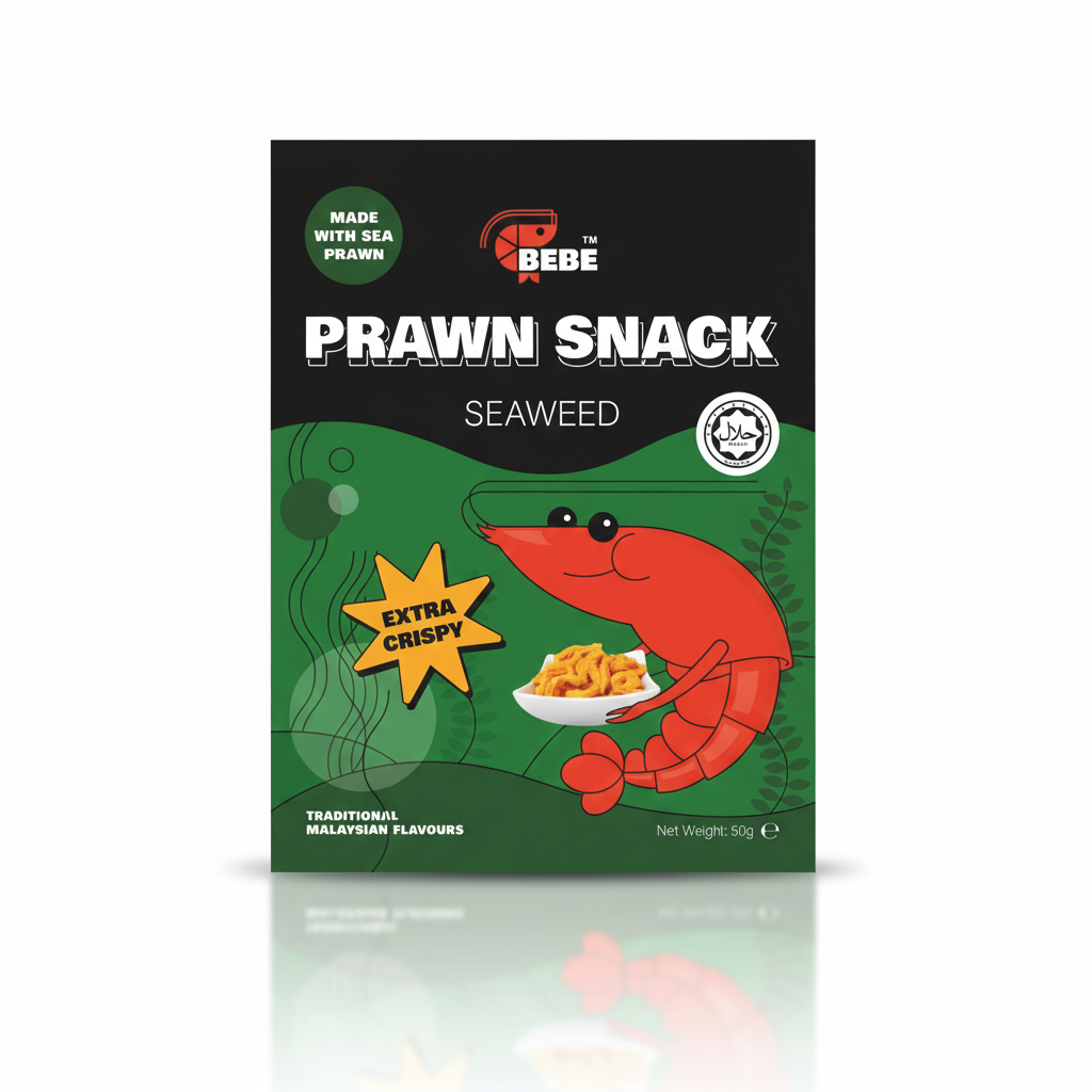 BEBE Prawn Snack Seaweed 50g - Alga Ízű Garnéla Snack